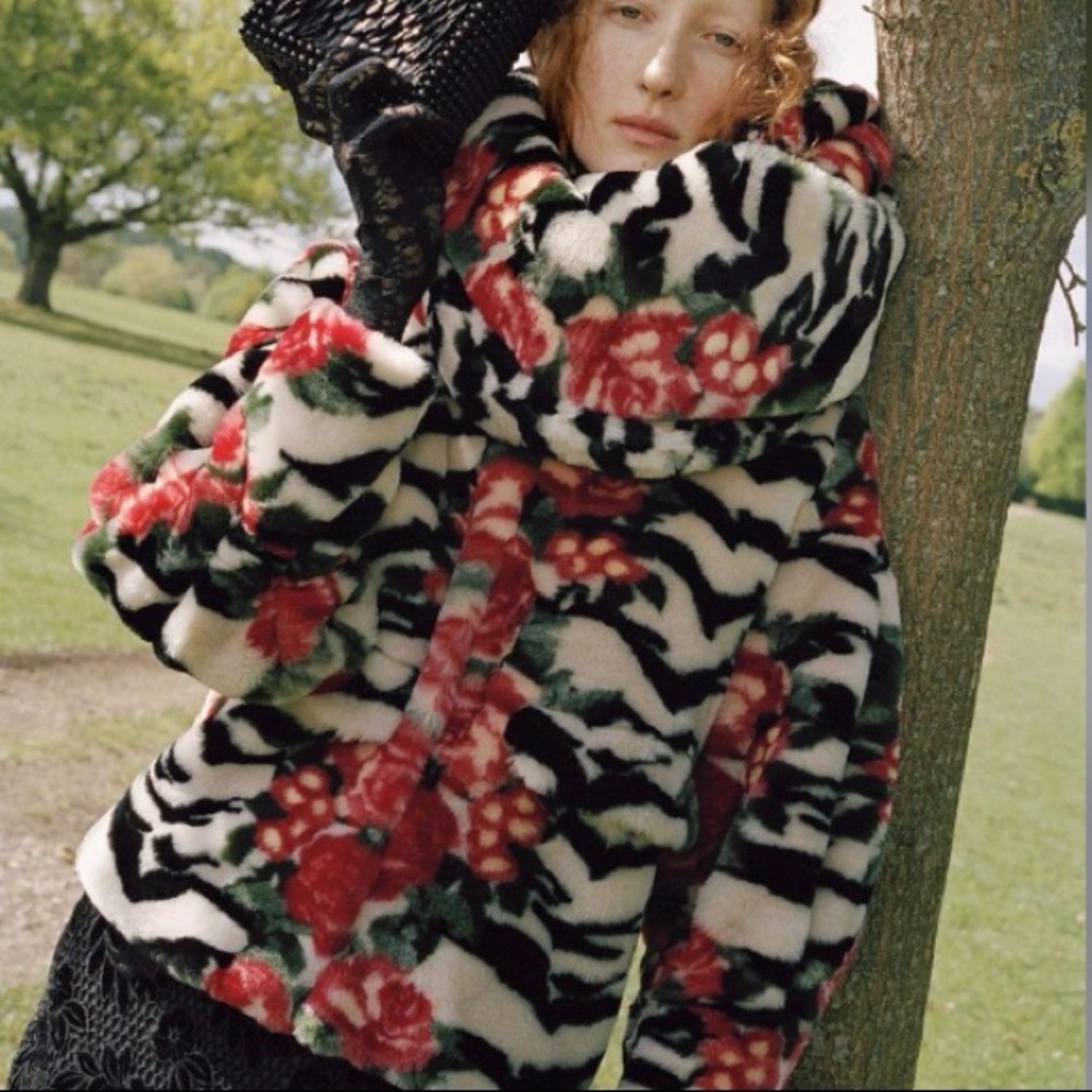 Shrimps Zio Faux Fur Coat, Tiger Rose, UK 6, US 2 - Picture 3 of 16